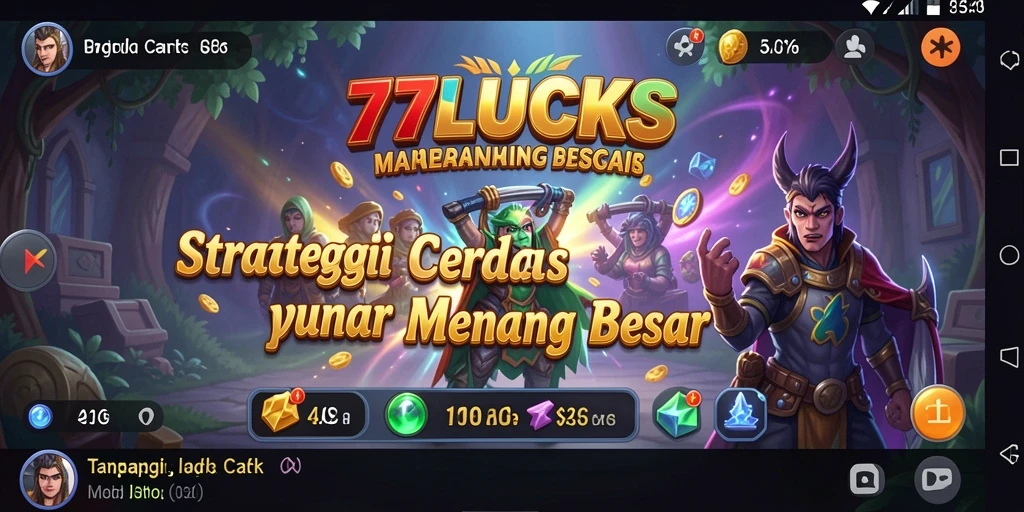 Tangkapan layar menunjukkan tampilan gameplay strategis dalam 77LUCKS.