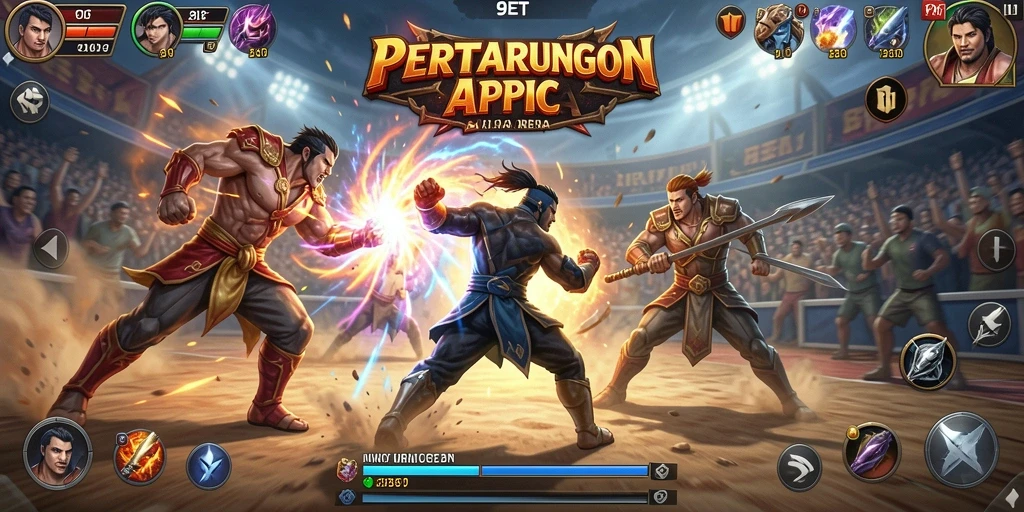 Tampilan gameplay pertarungan seru di 9ET yang mendebarkan.