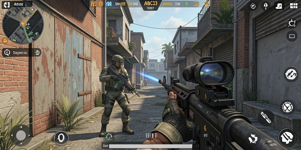 Screenshot menampilkan aksi menegangkan dalam gameplay FPS.