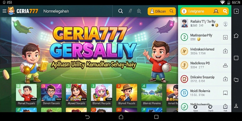 Tampilan utama CERIA777 yang memudahkan akses fitur Utility.