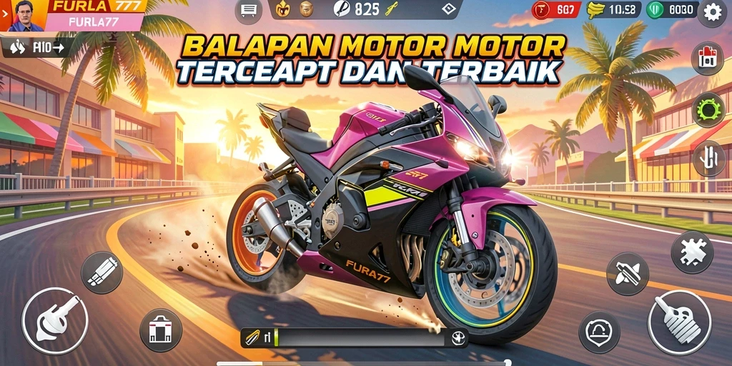 Gameplay seru dan mendebarkan dari FURLA77 dengan motor balap.