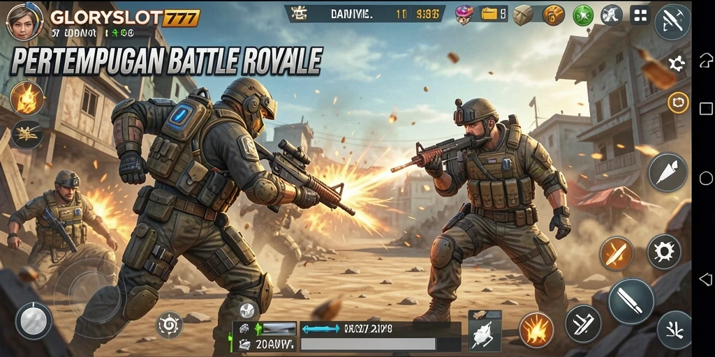 Gameplay GLORYSLOT777 yang intens dan menggugah semangat Battle Royale.