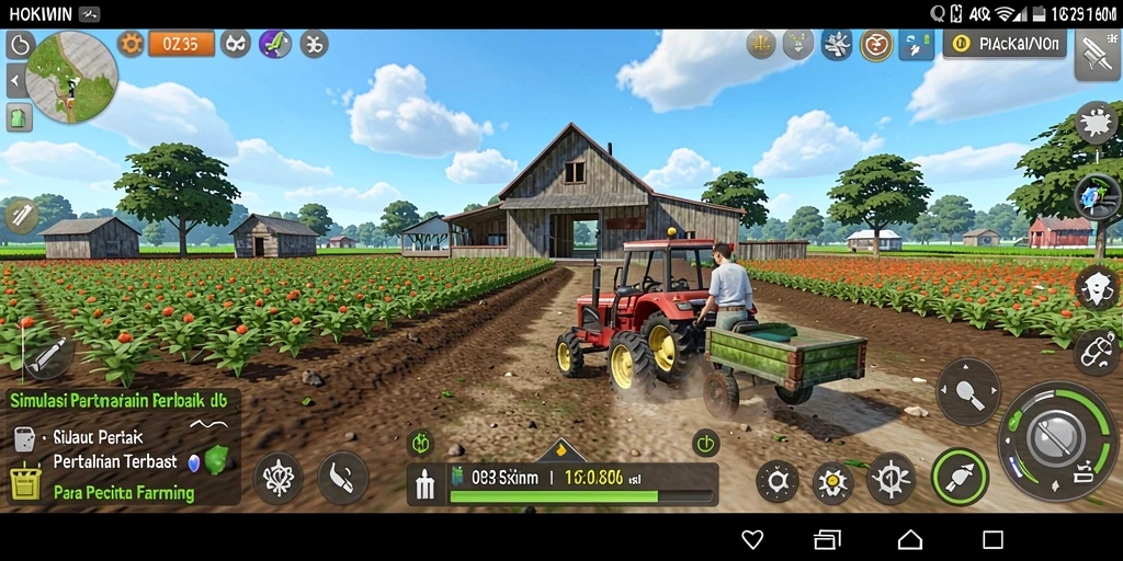 Tampilan gameplay HOKIWIN dengan aktivitas bertani yang seru.