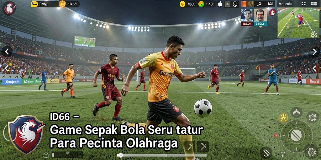 Tampilan gameplay menarik dalam ID66 dengan aksi sepak bola yang seru.