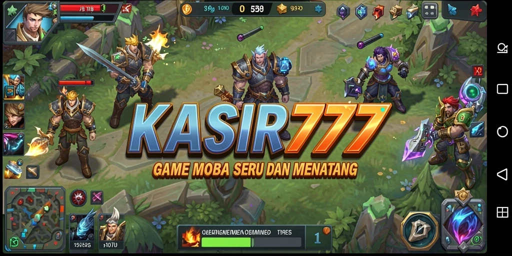 Tampilan gameplay KASIR777 dalam aksi pertempuran MOBA.