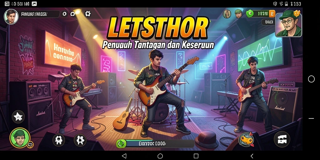 Tampilan gameplay LETSTHOR yang menampilkan interaksi seru dengan musik.