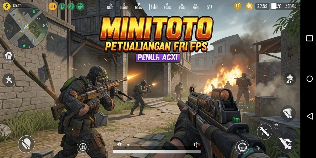 Screenshot gameplay MINITOTO menampilkan aksi tembak-menembak yang intens.