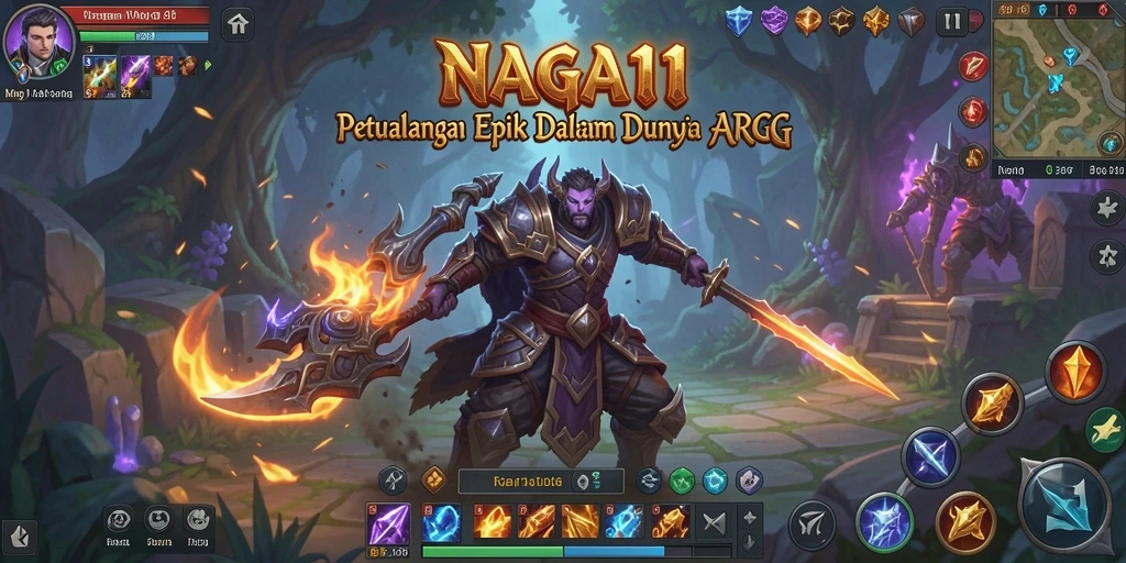 Tampilan gameplay <strong>NAGA11</strong> yang menampilkan pertarungan epik di dunia fantasi.