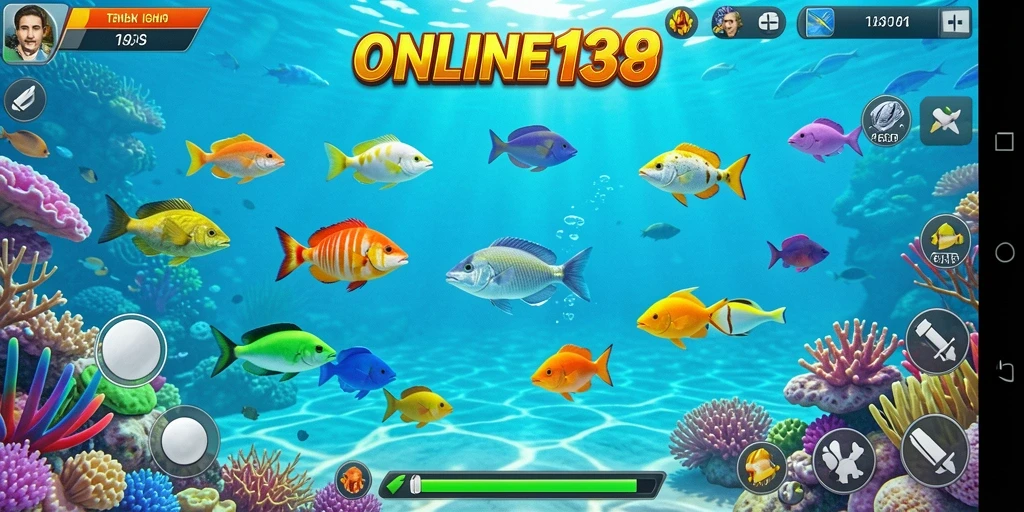Tangkapan layar menampilkan pemain menangkap ikan yang besar di ONLINE138.