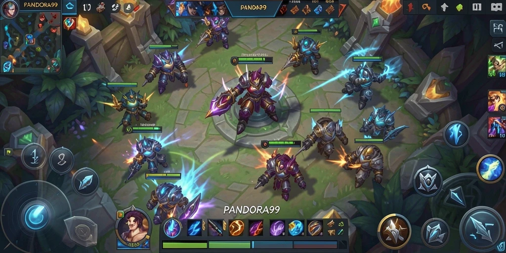 Tampilan menarik dari gameplay MOBA PANDORA99.
