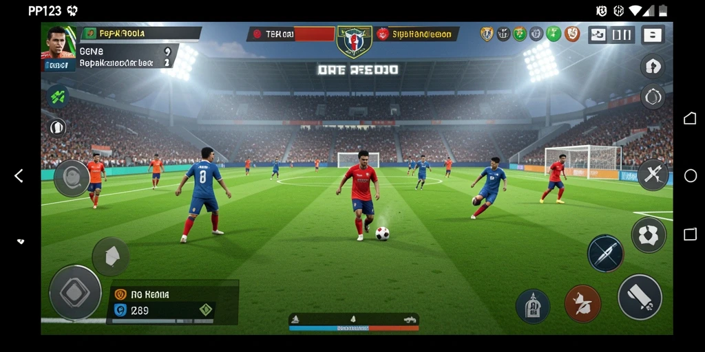 Tampilan menarik PP123 dengan gameplay sepak bola yang mendebarkan.