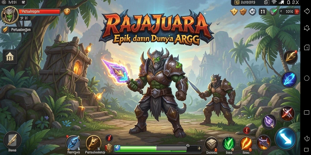 Tangkapan layar menunjukkan aksi seru dalam permainan ARPG RAJAJUARA.