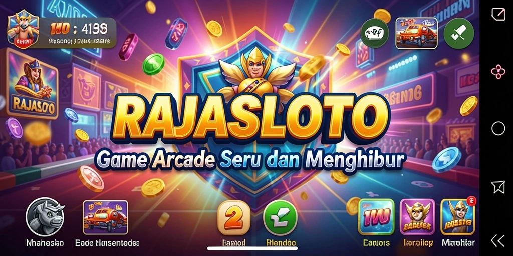 Tampilan gameplay seru RAJASLOTO yang penuh warna.