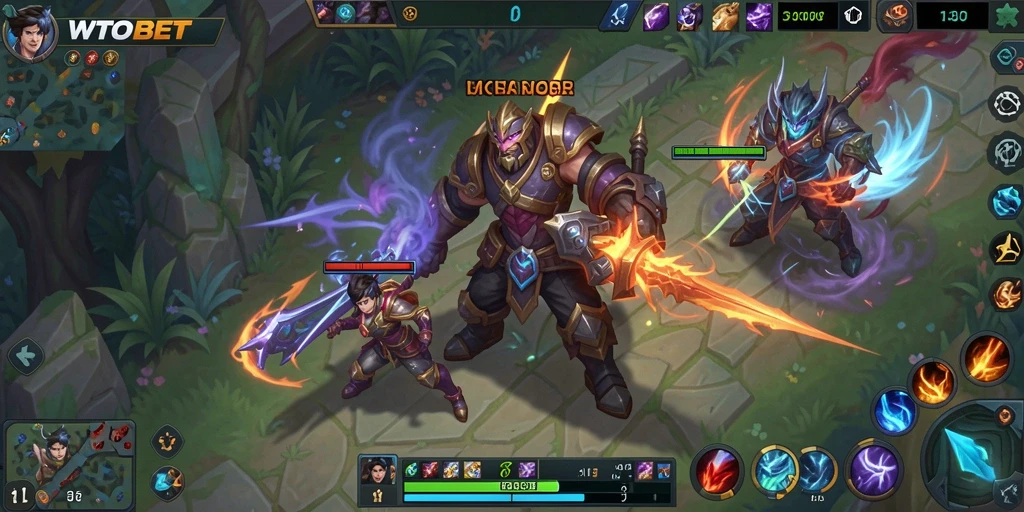 Screenshot dari gameplay seru di WTOBET yang menunjukkan pertarungan tim.